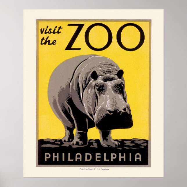 WPA Poster Philadelphia Zoo Hippo (Frente)