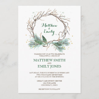 Wreath de inverno do Convite de Casamento