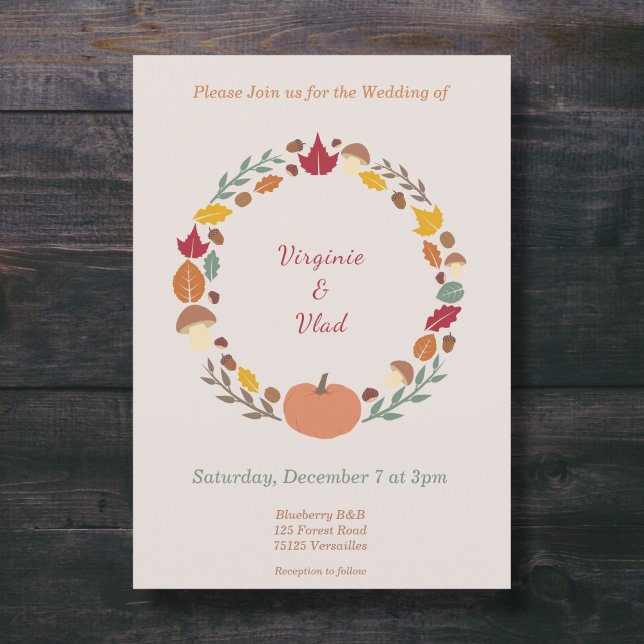 Wreath e Convite para Casamentos outono (Wreath & Fall Wedding Invitation)