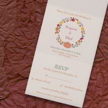 Wreath & Fall RSVP Casamento Tudo Em Um Convite