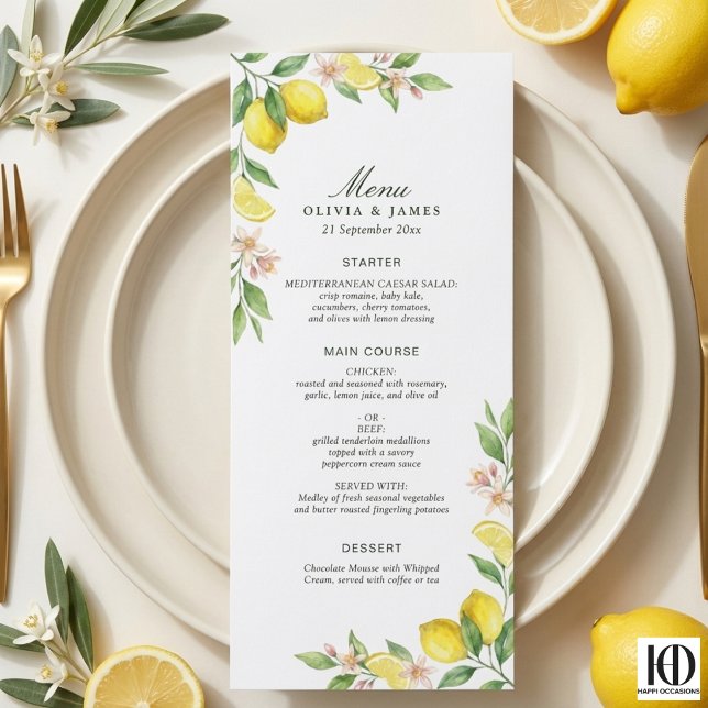 Wreath Mediterranean Citrus Wedding Menu (Criador carregado)