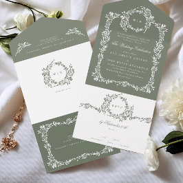 Wreath Monograma Sage Green Classic Frame Weding