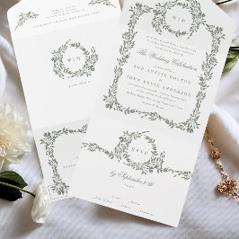 Wreath Monograma Sage Green Elegant Casamento