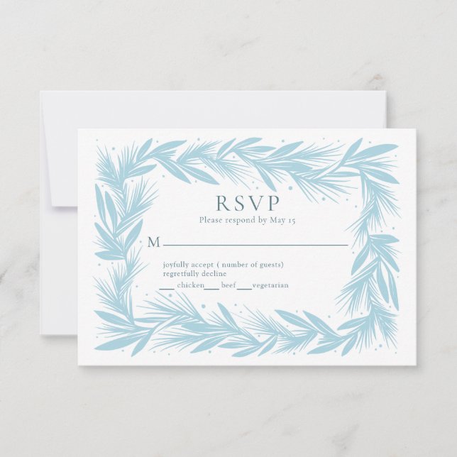 Wreath Winter on White Modern Wedn RSVP Card (Frente)