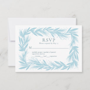 Wreath Winter on White Modern Wedn RSVP Card