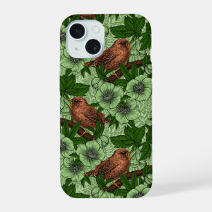 Wren e hellebord, verde-claro