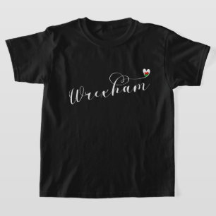 Wrexham Script Font, Welsh Flag Em T-Shirt Coração