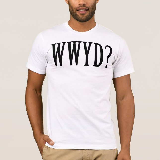 WWJD/WWYD? O que Yeshua ou Jesus faria o t-shirt (Frente)