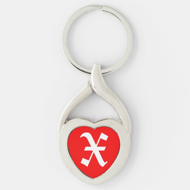 "X" Chaveiro de Coração Vermelho (Frente)
