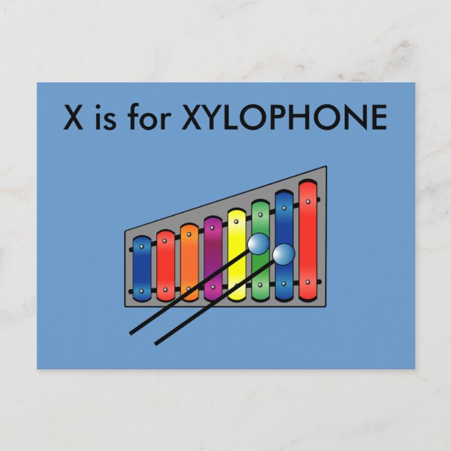 "X" é para o Cartão Flashcard Alfabeto do Xylofone (Frente)