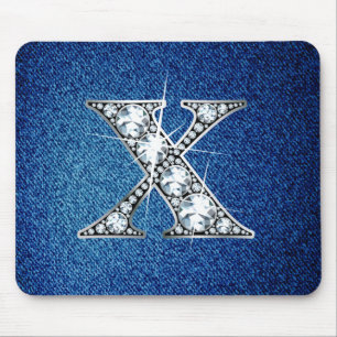 X Faux-"Diamond Bling" em Denim Mousepad