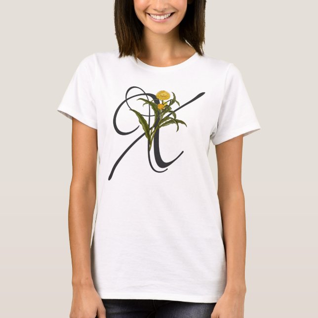 X inicial, Xerochrysum bractea T-Shirt (Frente)