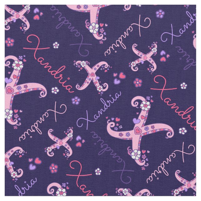 X monograma e nome personalizado tecido selvagem (Detalhe)