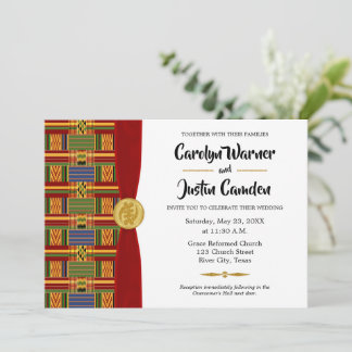 Xadrez Africana Elegante Kente K84 Convite para Ca