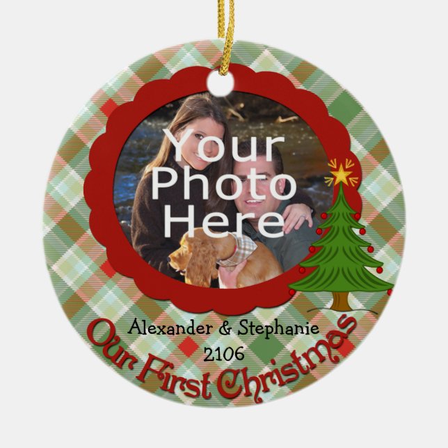 Xadrez Agradável Nosso Primeiro Ornamento De Natal (Frente)