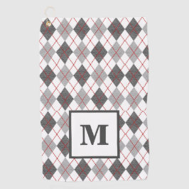 Xadrez Argyle Cinza Vermelha Silver Golf Monograma