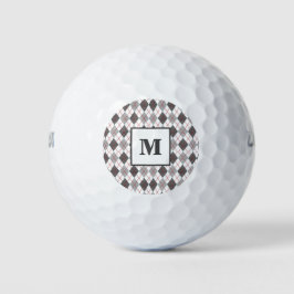 Xadrez Argyle Vermelho Cinza Prata Golfe Monograma
