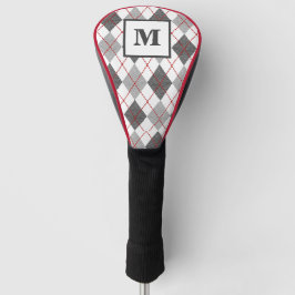 Xadrez Argyle Vermelho Cinza Prata Golfe Monograma