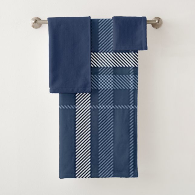 Xadrez Azul com Conjunto de Toalhas de Banho de La (Insitu)
