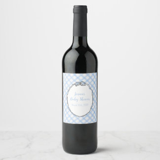 Xadrez Azul com Etiqueta de Vinho com Laço Vinho