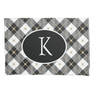 Xadrez Buffalo Preto Branco Dourado Monogramado