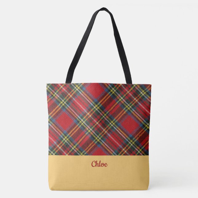 Xadrez clássica Monograma Tote Bag (Frente)