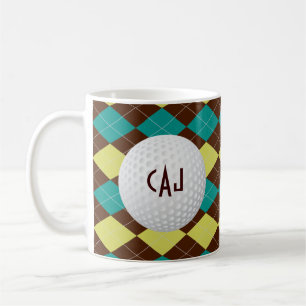 Xadrez com bola de golfe, caneca de café