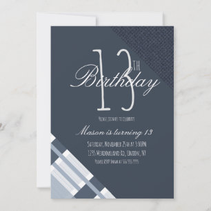 Xadrez de aniversário azul Denim Boys Treze Festa