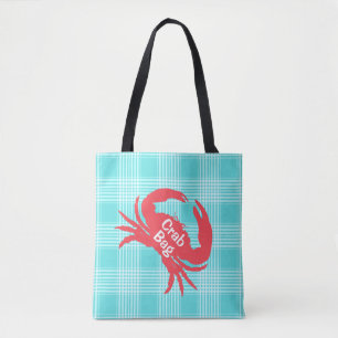 Xadrez de Aqua com Saco de Tote de Caranguejo