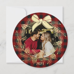 Xadrez de Búfalo Dourada com Cartão de Férias Foto