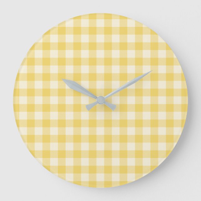 Xadrez de Gingham Amarelo - Relógio de Parede Acrí (Frente)