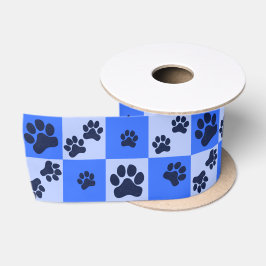 Xadrez de Impressão de Pata de Cachorro Azul