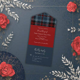 xadrez de tartan celta de casamento vermelho azul 