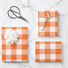 Xadrez de Verificação de Gingham Branco e Laranja