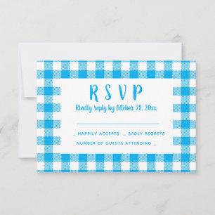 Xadrez do País Azul Gingham Casamento Russo RSVP