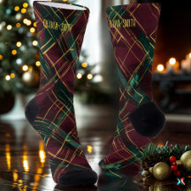 Xadrez Escocês de Natal Burgundy e Verde Elegante 
