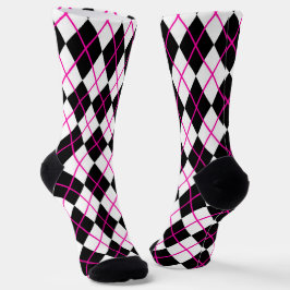 Xadrez Escocês Rosa e Preto em Diamante Argyle 
