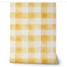 Xadrez Floral Amarelo Suave em Aquarela