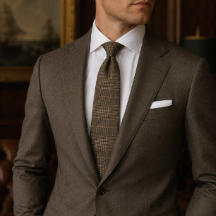 Xadrez Glen Marrom Luxuoso Gravata Heritage Plaid