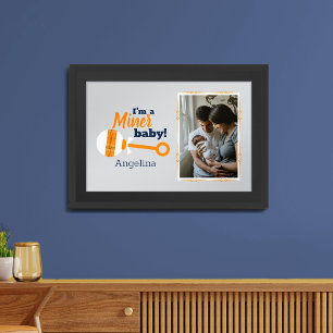 Xadrez Laranja Rattle Miner Baby Poster