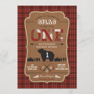 Xadrez Lumberjack Primeiros Convites de aniversár