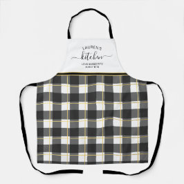 Xadrez Negra de Buffalo Branco Apron