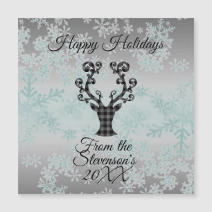 Xadrez Reindeer Snowflakes Cartão Magnético de Nat