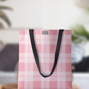Xadrez rosa moderna Monograma Tote Bag Tartan