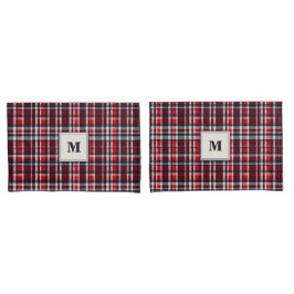 Xadrez Tartã Vermelho Elegante Monogramado