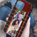 Xadrez Tartan 3 Fotos Quadradas, Monograma Vermelh<br><div class="desc">Capa de telefone de xadrez tartã monograma personalizada com 3 de suas fotos. O modelo de foto é configurado para exibir suas fotos no formato instagram quadrado e você também pode adicionar suas iniciais. Se tiver algum problema com o posicionamento das fotos, tente recortar para um quadrado antes de carregar....</div>