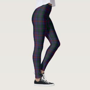 Xadrez Verde Escuro, Leggings Femininas de Tartan 