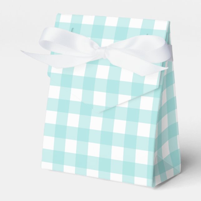 Xadrez Verde Pale Gingham Tent Party Favor Caixa d (Frente)