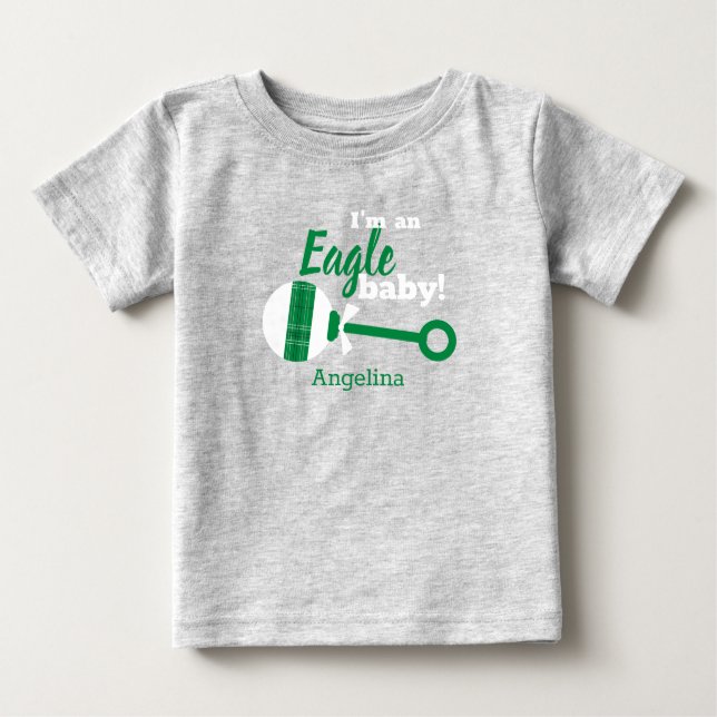 Xadrez Verde Rattle Eagle Baby T-Shirt (Frente)