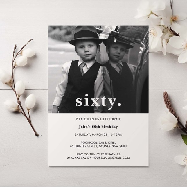 Xadrez Vintage 60º Convite Fotográfico de Aniversá (Criador carregado)